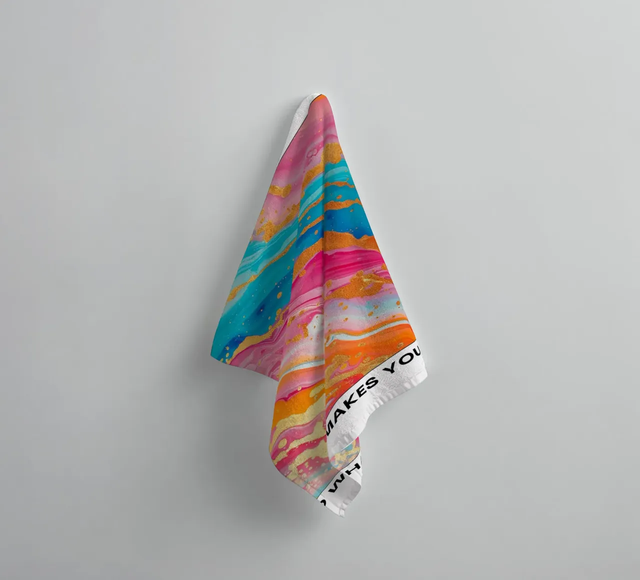 "Do What Makes You Happy" Psychedelic Fluid Art Print towel by NorwesClub