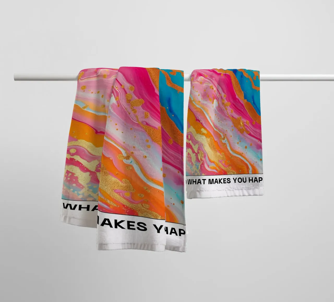 "Do What Makes You Happy" Psychedelic Fluid Art Print towel by NorwesClub