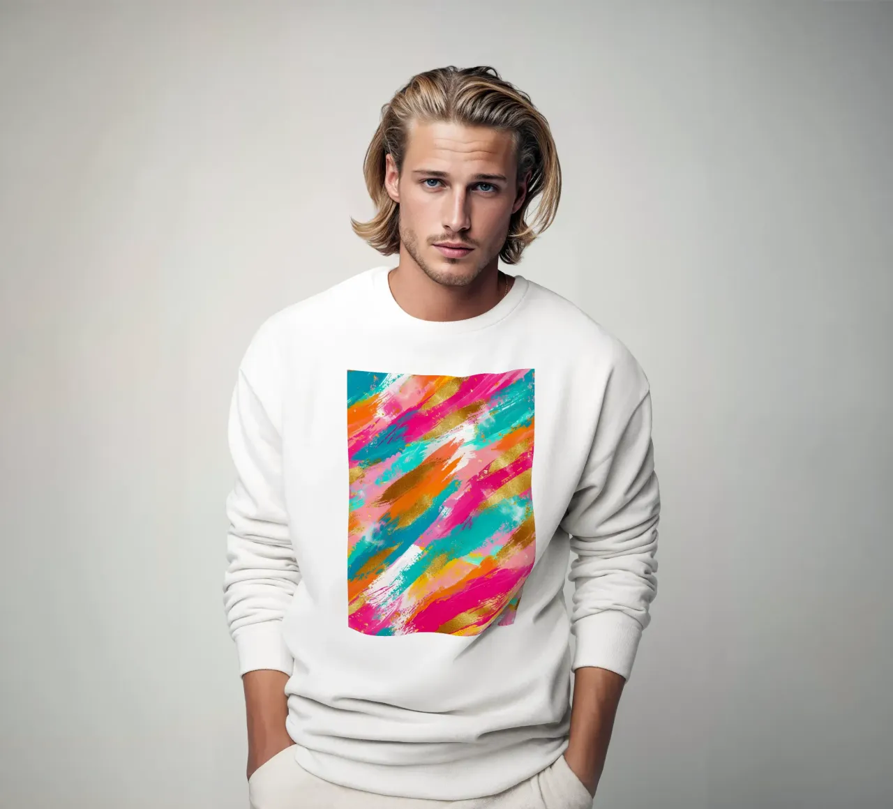 Tratti astratti in oro e neon - Pop Art dalla texture vibrante felpa da NorwesClub