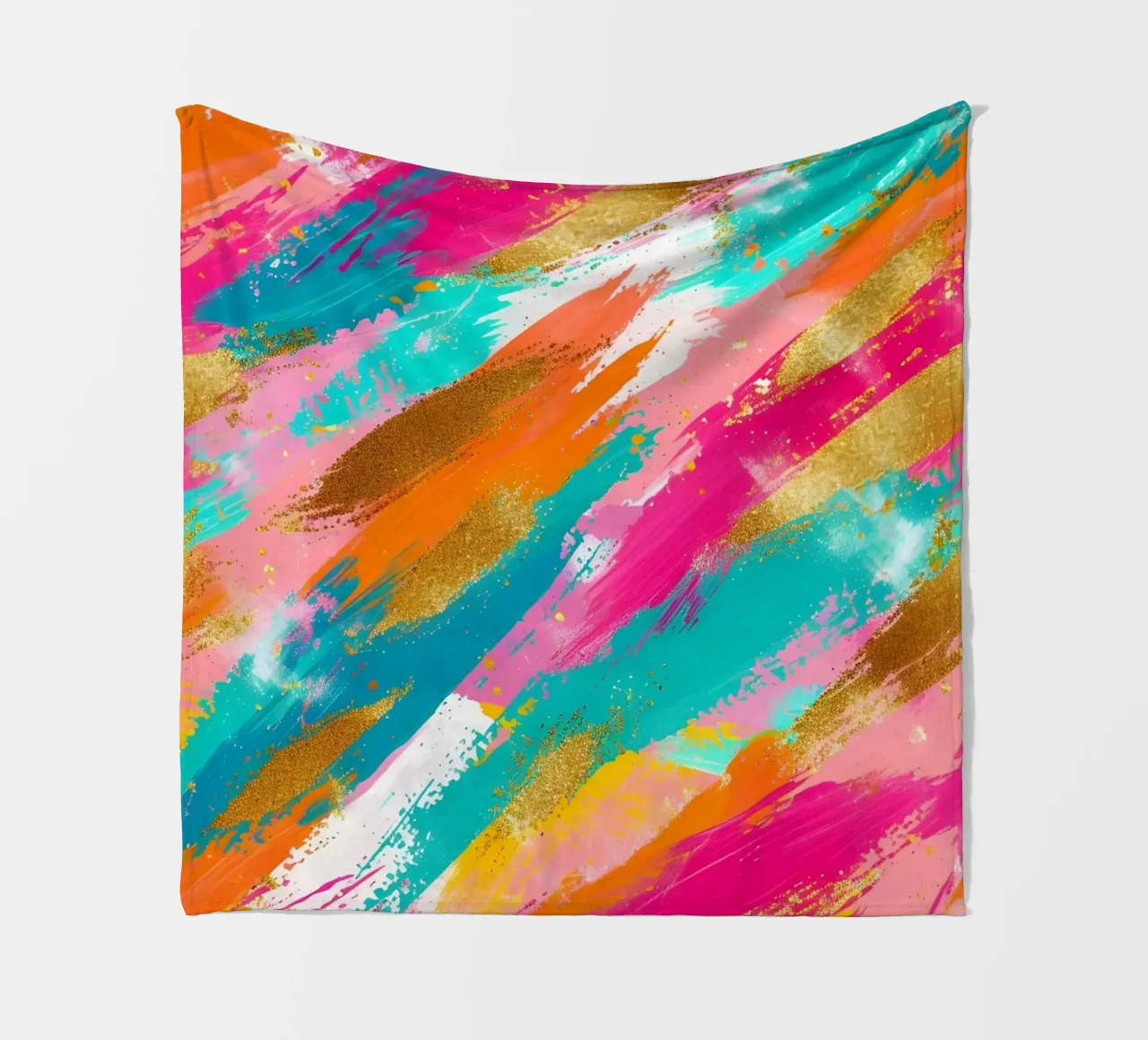 Tratti astratti in oro e neon - Pop Art dalla texture vibrante coperta in pile da NorwesClub