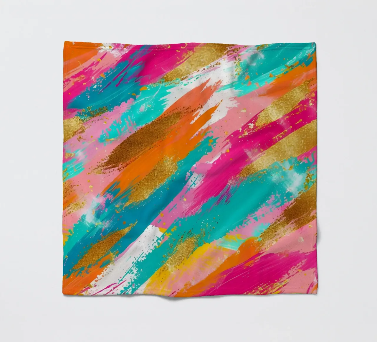 Tratti astratti in oro e neon - Pop Art dalla texture vibrante coperta in pile da NorwesClub
