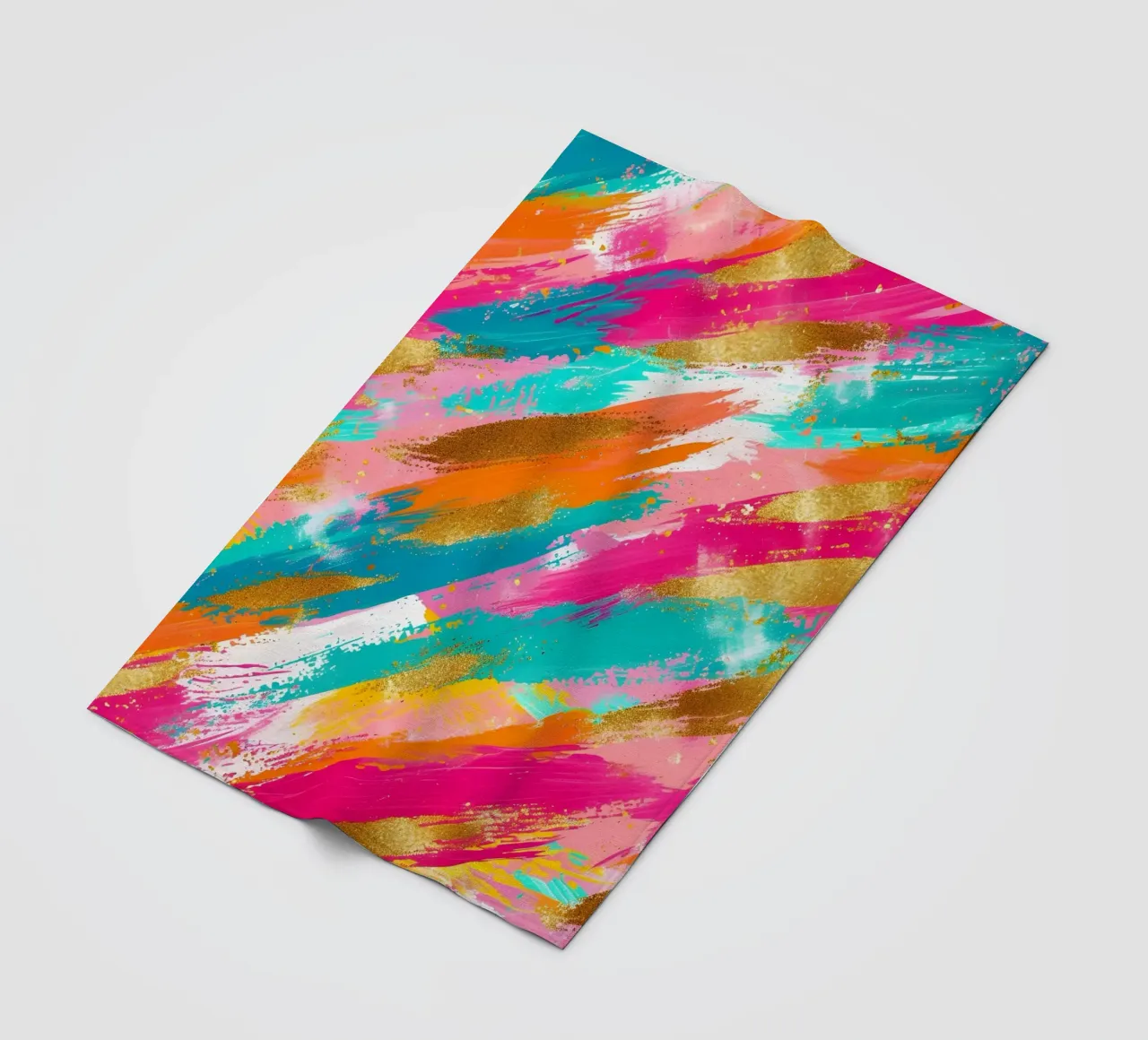 Tratti astratti in oro e neon - Pop Art dalla texture vibrante coperta in pile da NorwesClub