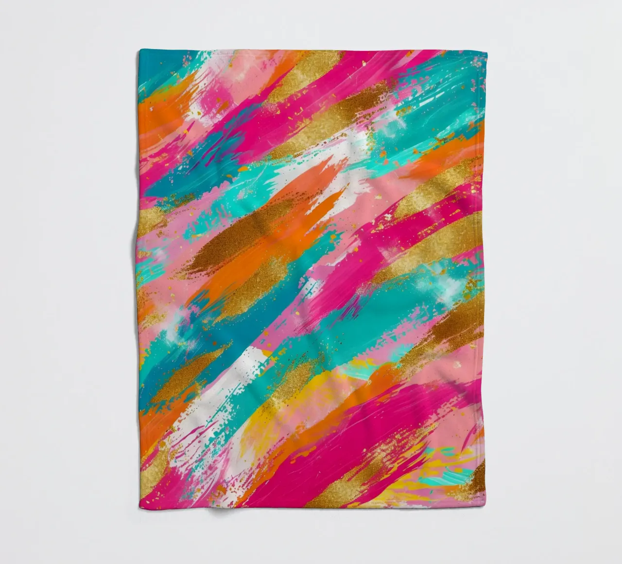 Tratti astratti in oro e neon - Pop Art dalla texture vibrante coperta in pile da NorwesClub