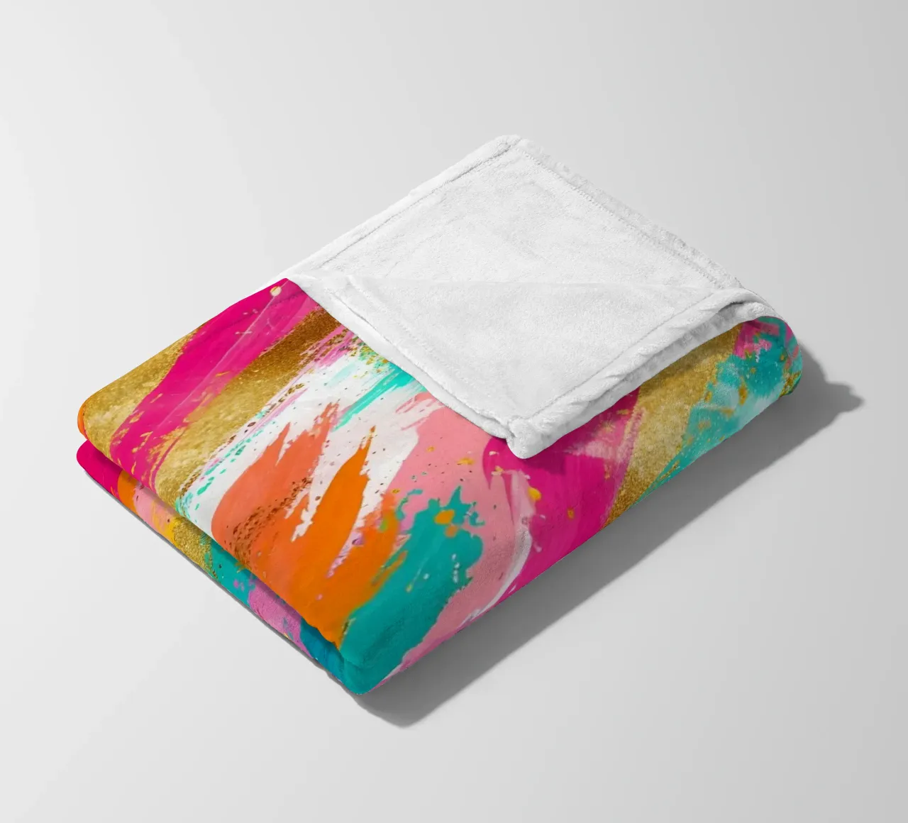 Tratti astratti in oro e neon - Pop Art dalla texture vibrante coperta in pile da NorwesClub