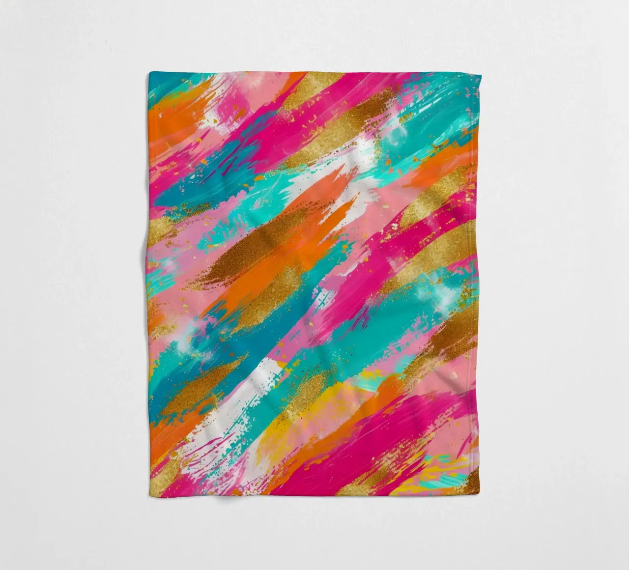 Tratti astratti in oro e neon - Pop Art dalla texture vibrante coperta in pile da NorwesClub