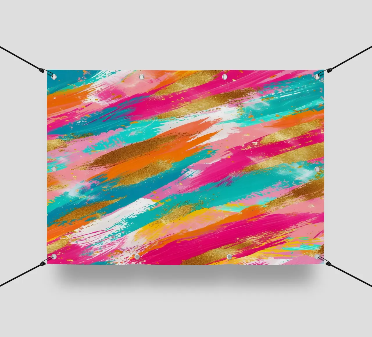 Tratti astratti in oro e neon - Pop Art dalla texture vibrante telo in pvc da NorwesClub