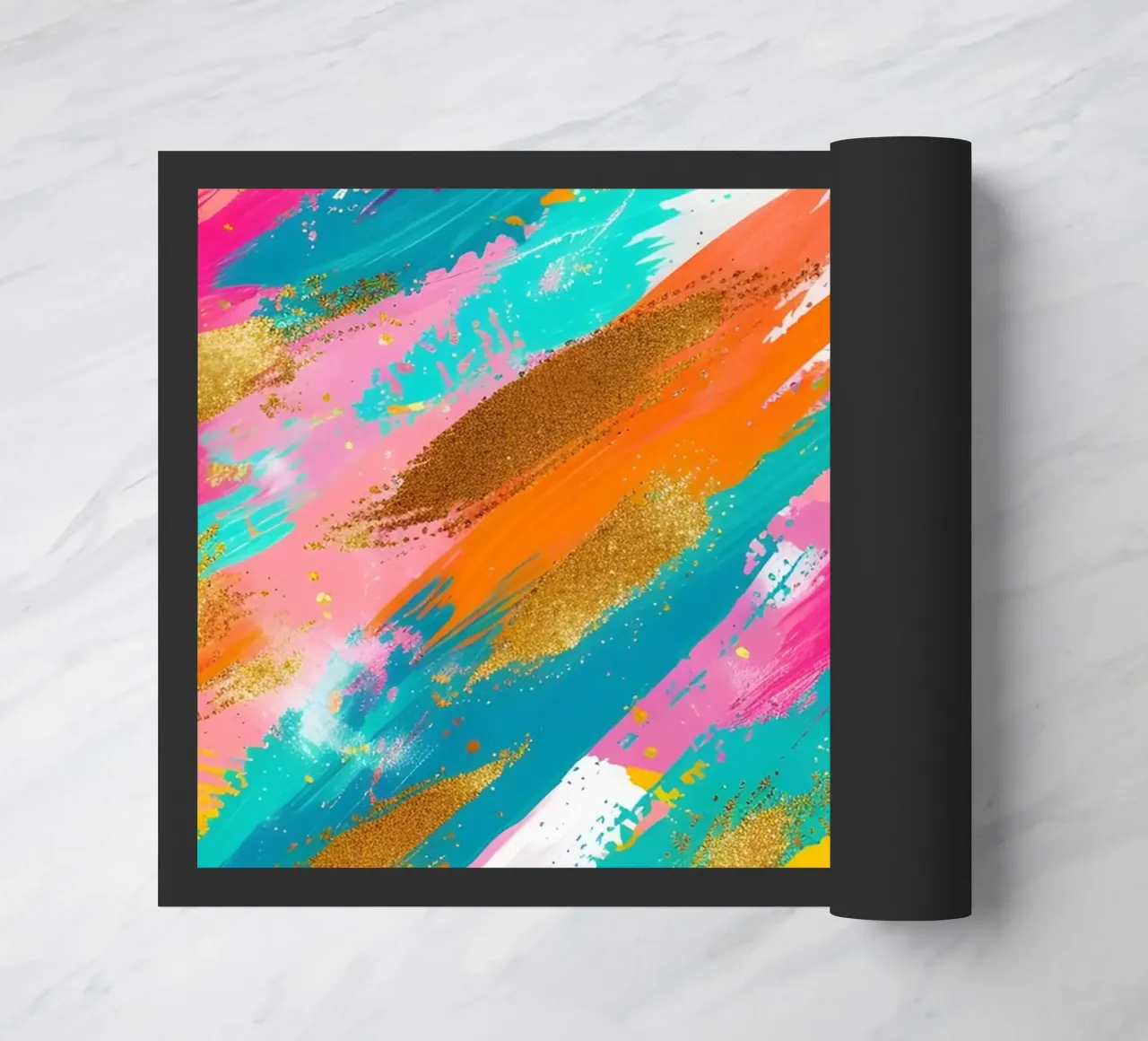 Tratti astratti in oro e neon - Pop Art dalla texture vibrante zerbino da NorwesClub