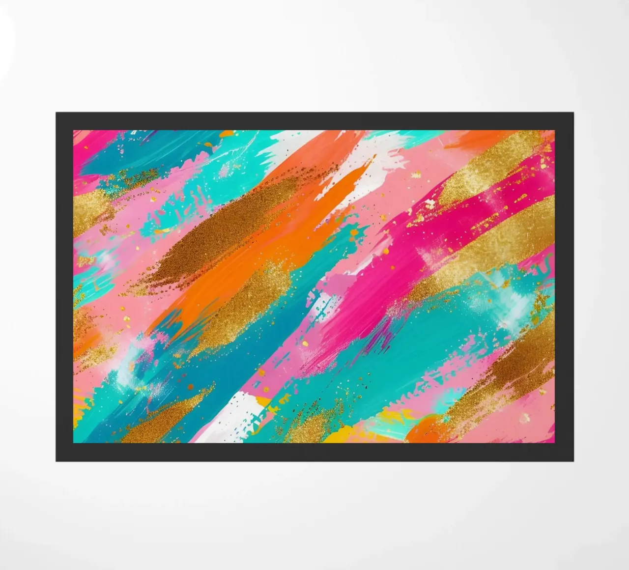 Tratti astratti in oro e neon - Pop Art dalla texture vibrante zerbino da NorwesClub