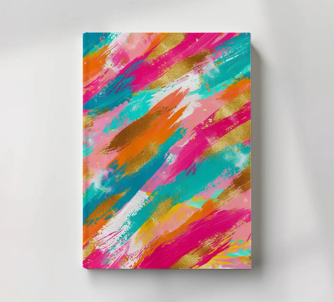 Abstract Gold & Neon Strokes | Vibrant Textured Pop Art notebook by NorwesClub