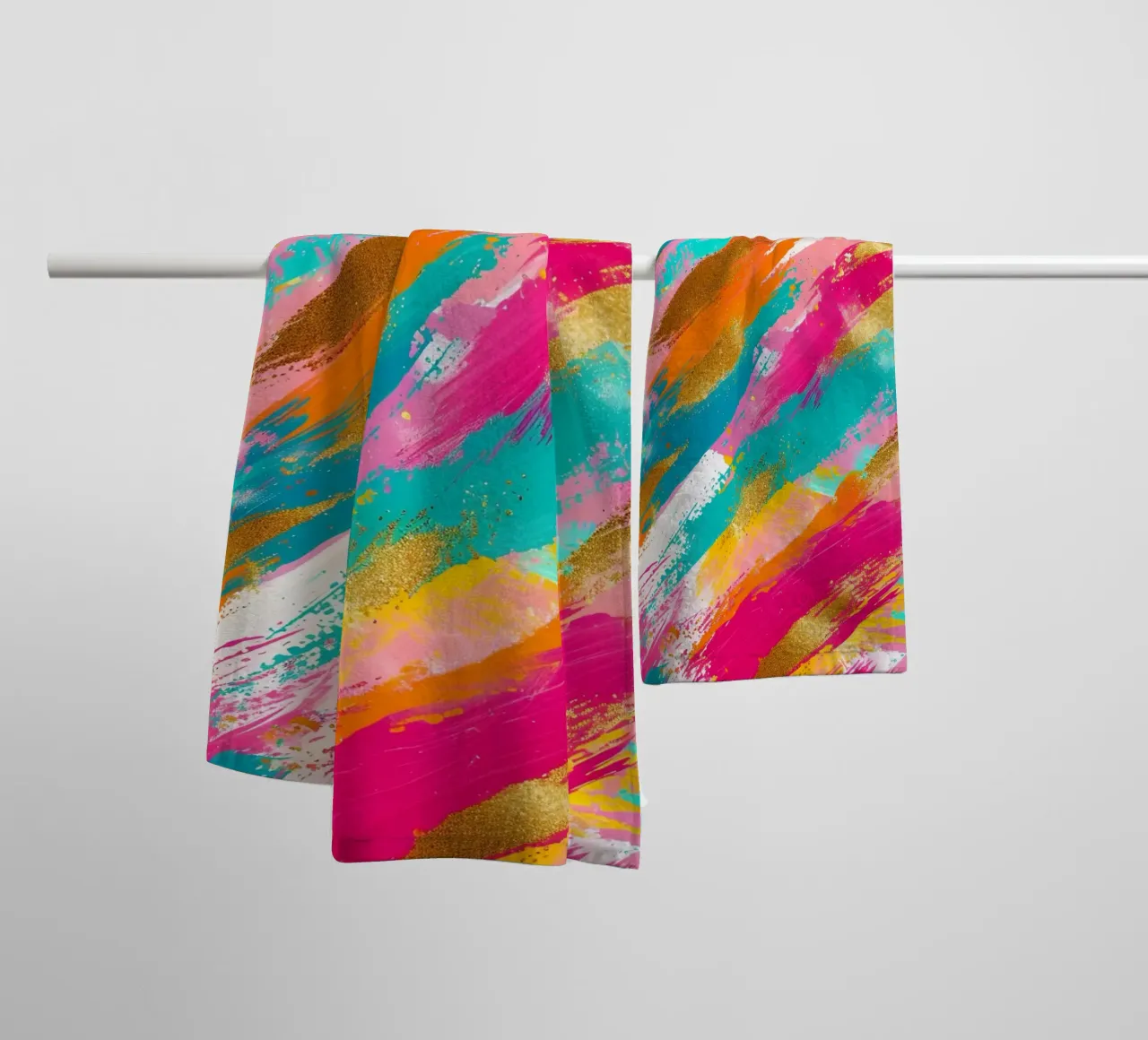Tratti astratti in oro e neon - Pop Art dalla texture vibrante asciugamano da bagno da NorwesClub
