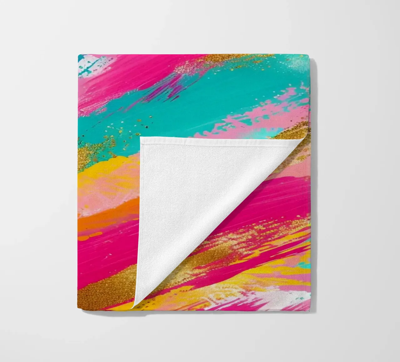 Tratti astratti in oro e neon - Pop Art dalla texture vibrante telo mare da NorwesClub