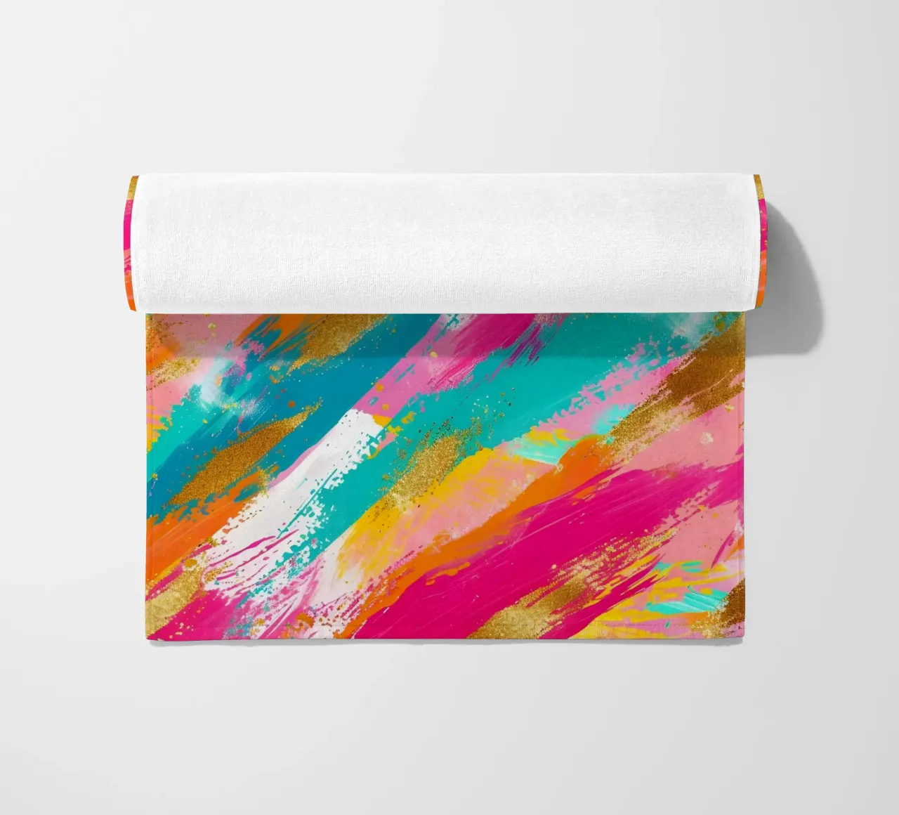 Tratti astratti in oro e neon - Pop Art dalla texture vibrante telo mare da NorwesClub
