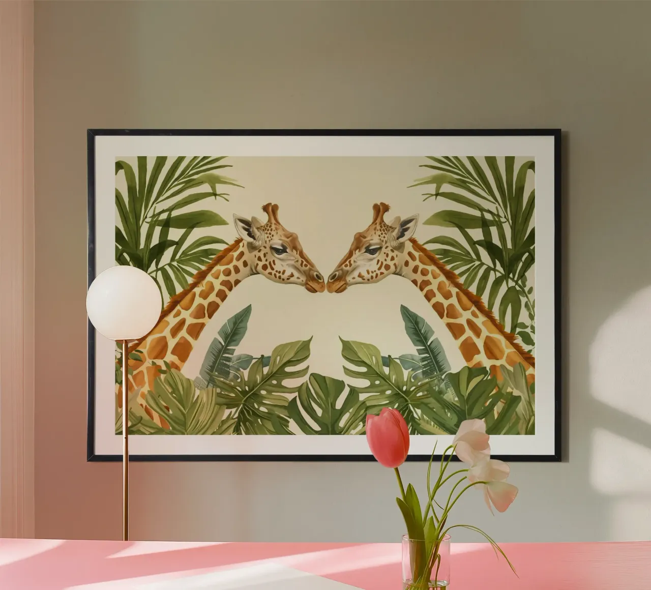 Animali selvatici tropicali Giraffe Paradiso poster con telaio in alluminio da Andrea Haase Modern Home