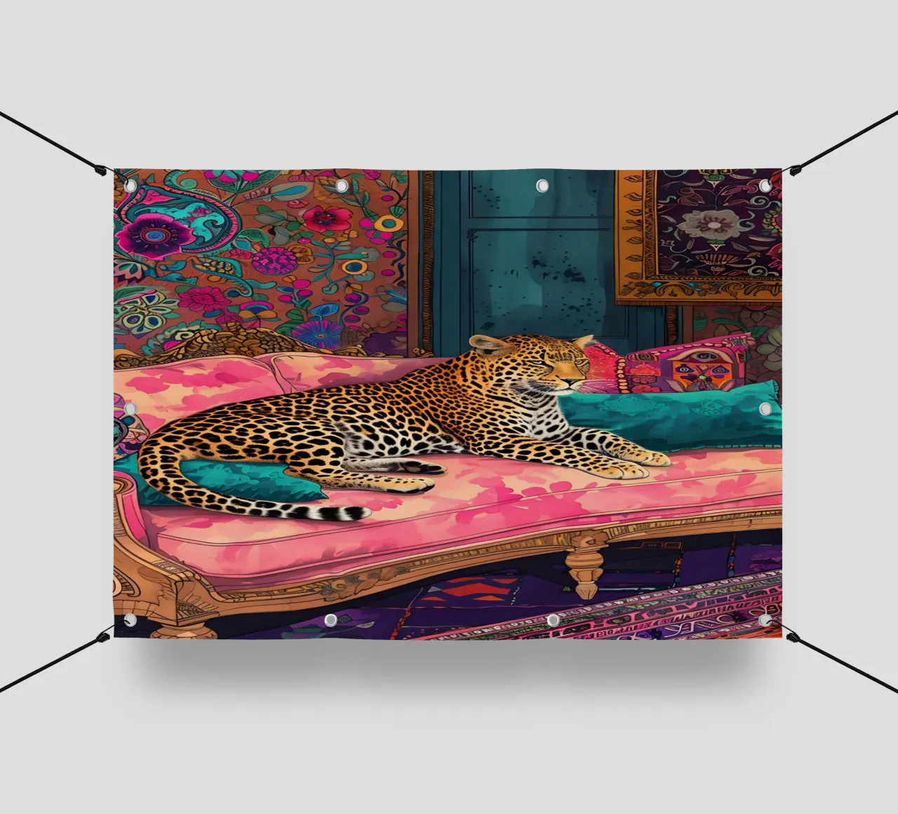 Leopard on Bohemian Sofa | Maximalist Psychedelic Interior P pvc cover by NorwesClub