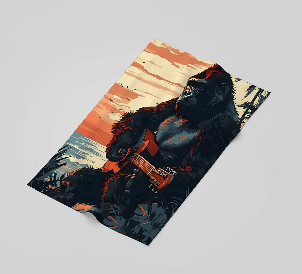 Gorilla mit Gitarre am Meer telo mare da WILD ART