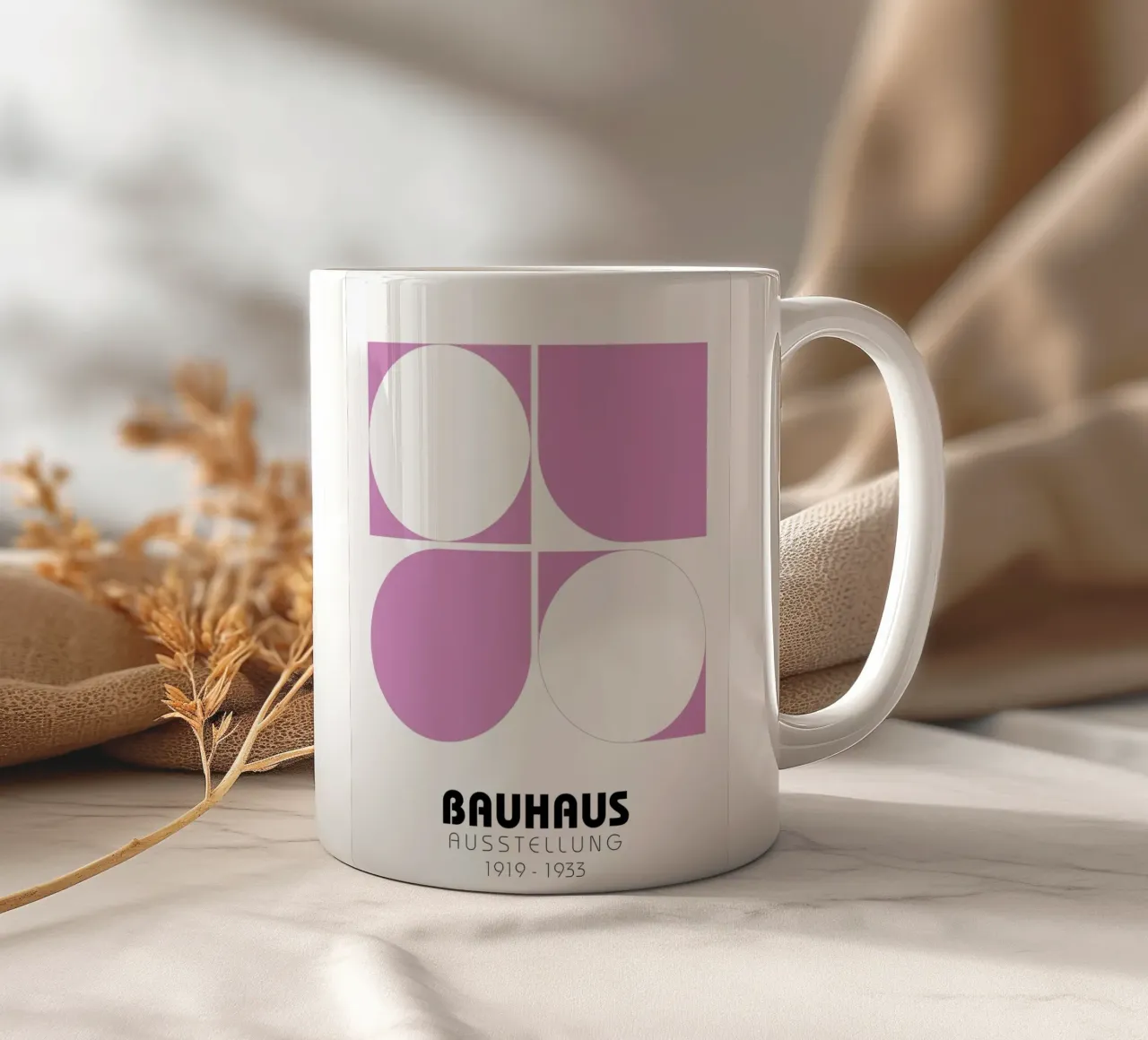 Mostra Bauhaus 1919-1933 - Contrasto in rosa e bianco tazza in ceramica da Casa Calm