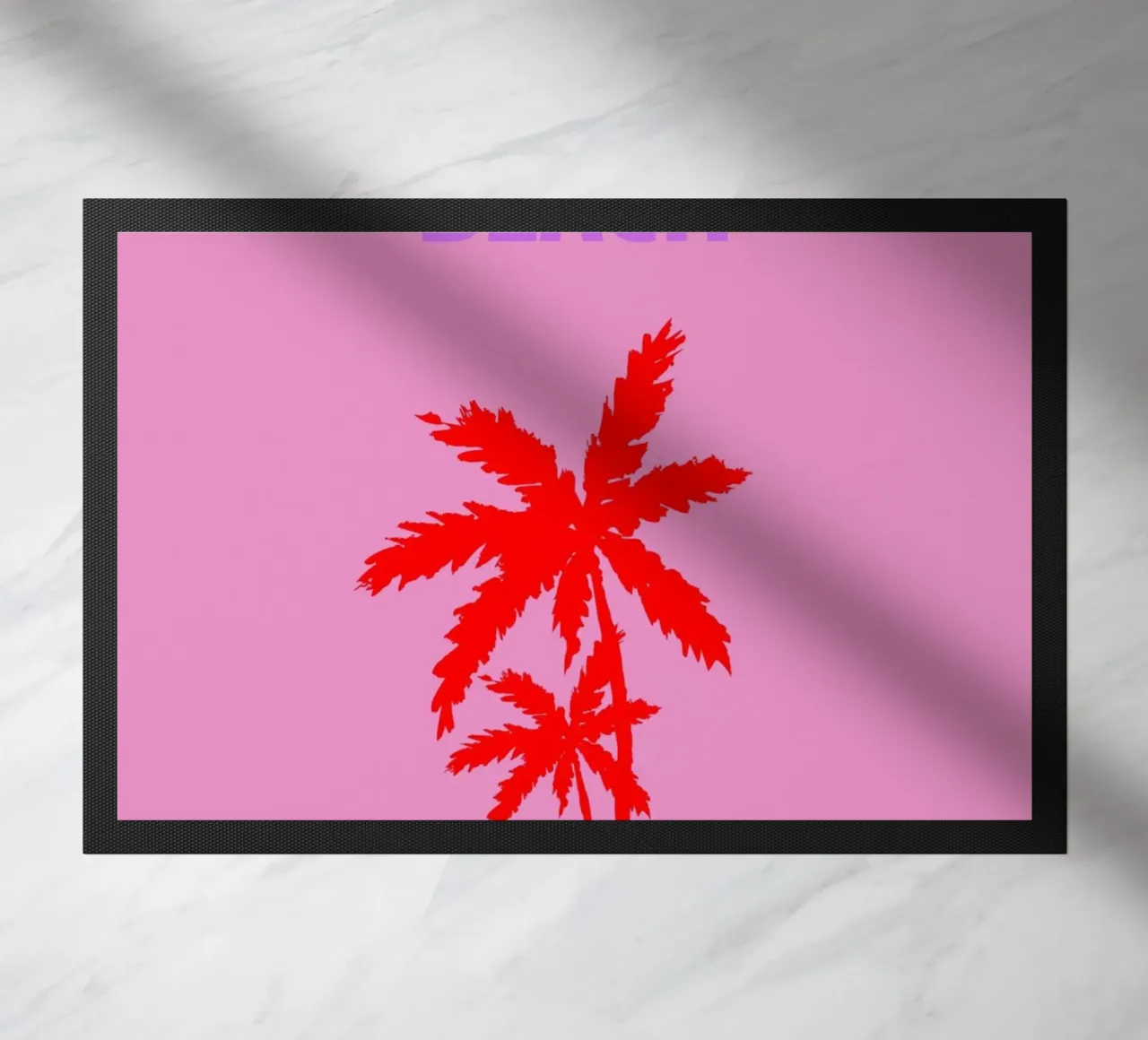 Malibu Beach Palmbomen | Retro Roze Californië Kunstdruk deurmat van NorwesClub