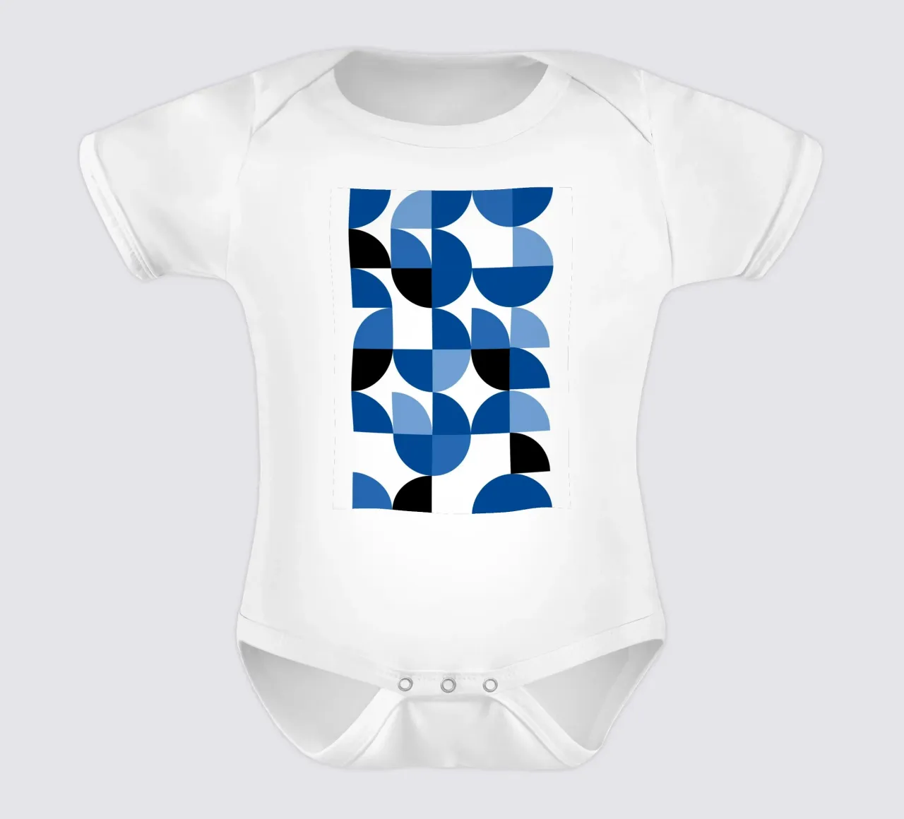 Modulaire halve cirkels in blauw - Bauhaus patrooncompositie babyrompertje korte mouwen van Casa Calm