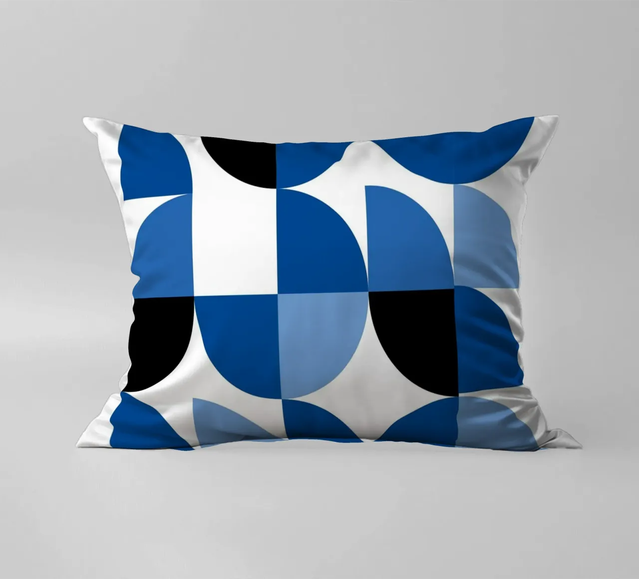 Modular semicircles in blue - Bauhaus pattern composition decorative cushion by Casa Calm