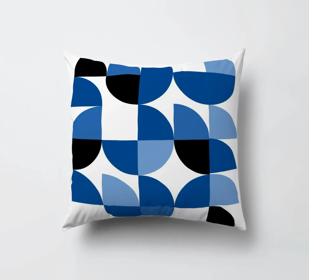 Modular semicircles in blue - Bauhaus pattern composition decorative cushion by Casa Calm