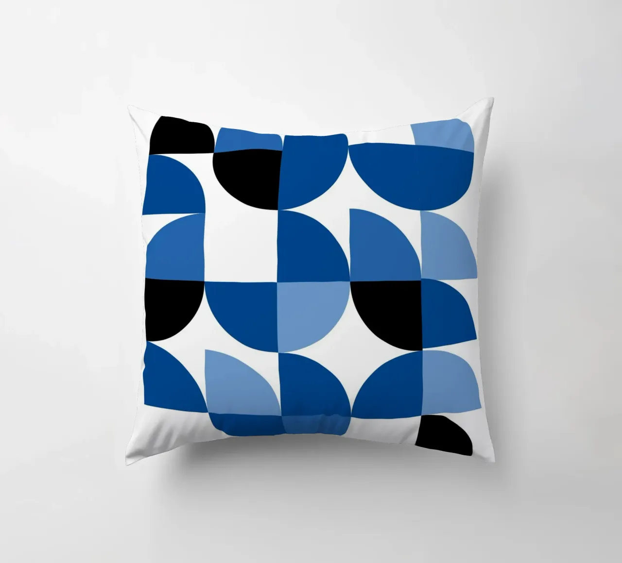 Modular semicircles in blue - Bauhaus pattern composition decorative cushion by Casa Calm