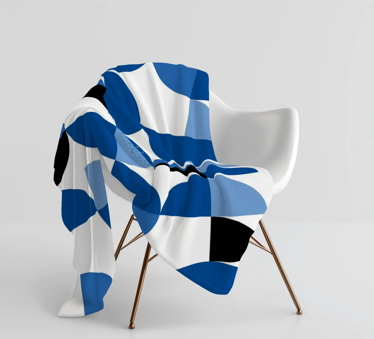 Modular semicircles in blue - Bauhaus pattern composition fleece blanket by Casa Calm