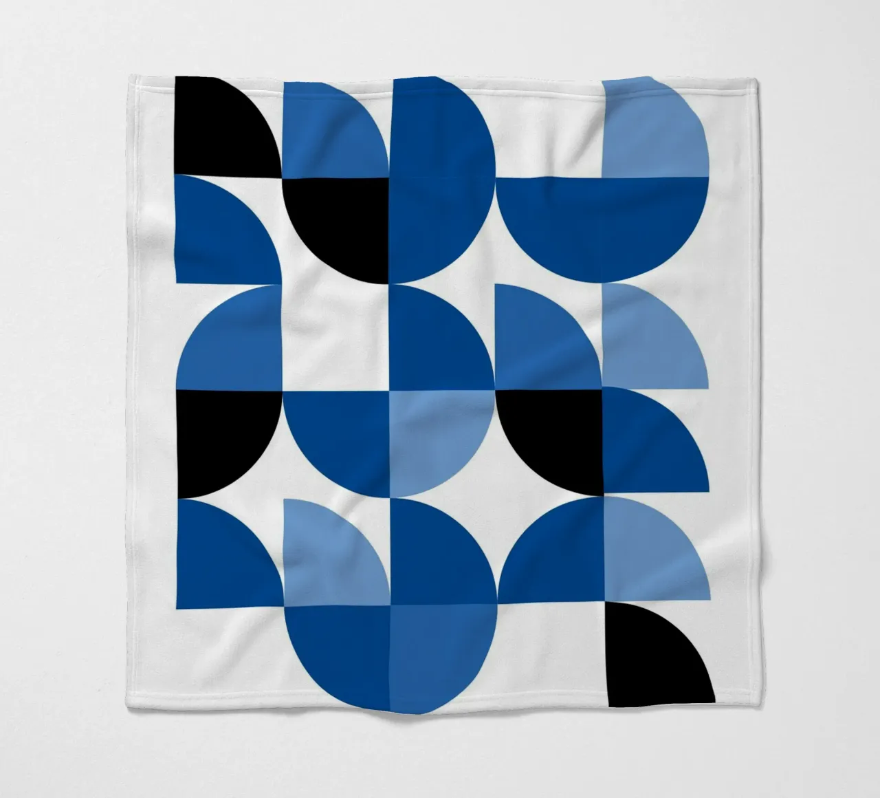 Modular semicircles in blue - Bauhaus pattern composition fleece blanket by Casa Calm