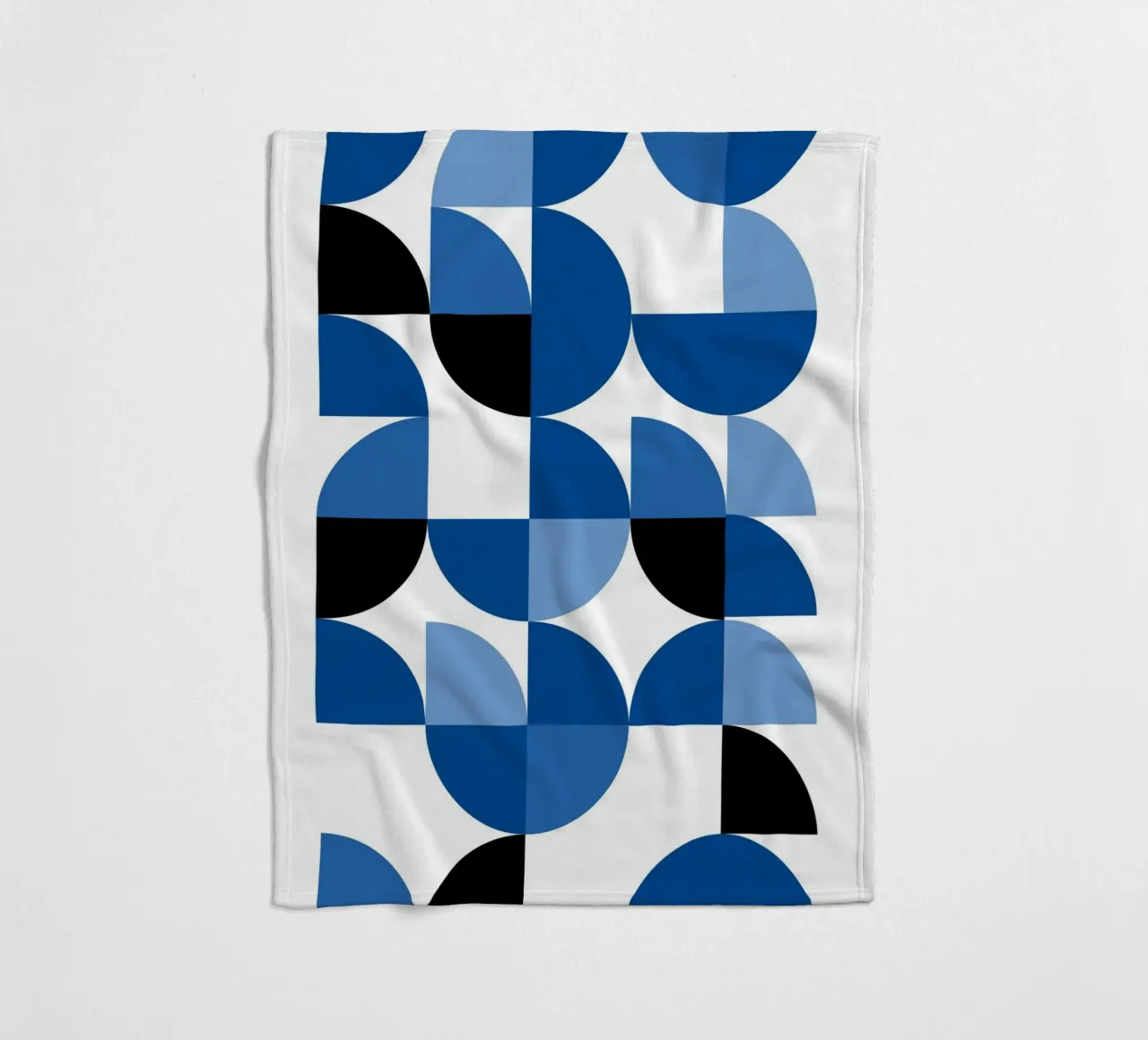 Modular semicircles in blue - Bauhaus pattern composition fleece blanket by Casa Calm