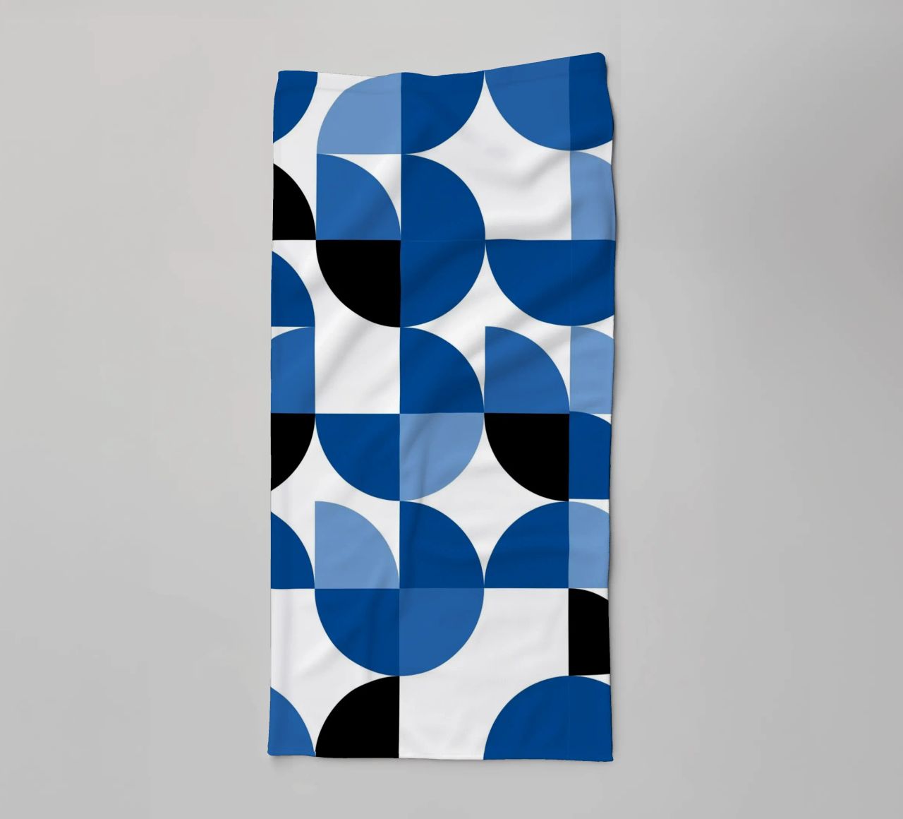Modular semicircles in blue - Bauhaus pattern composition towel by Casa Calm