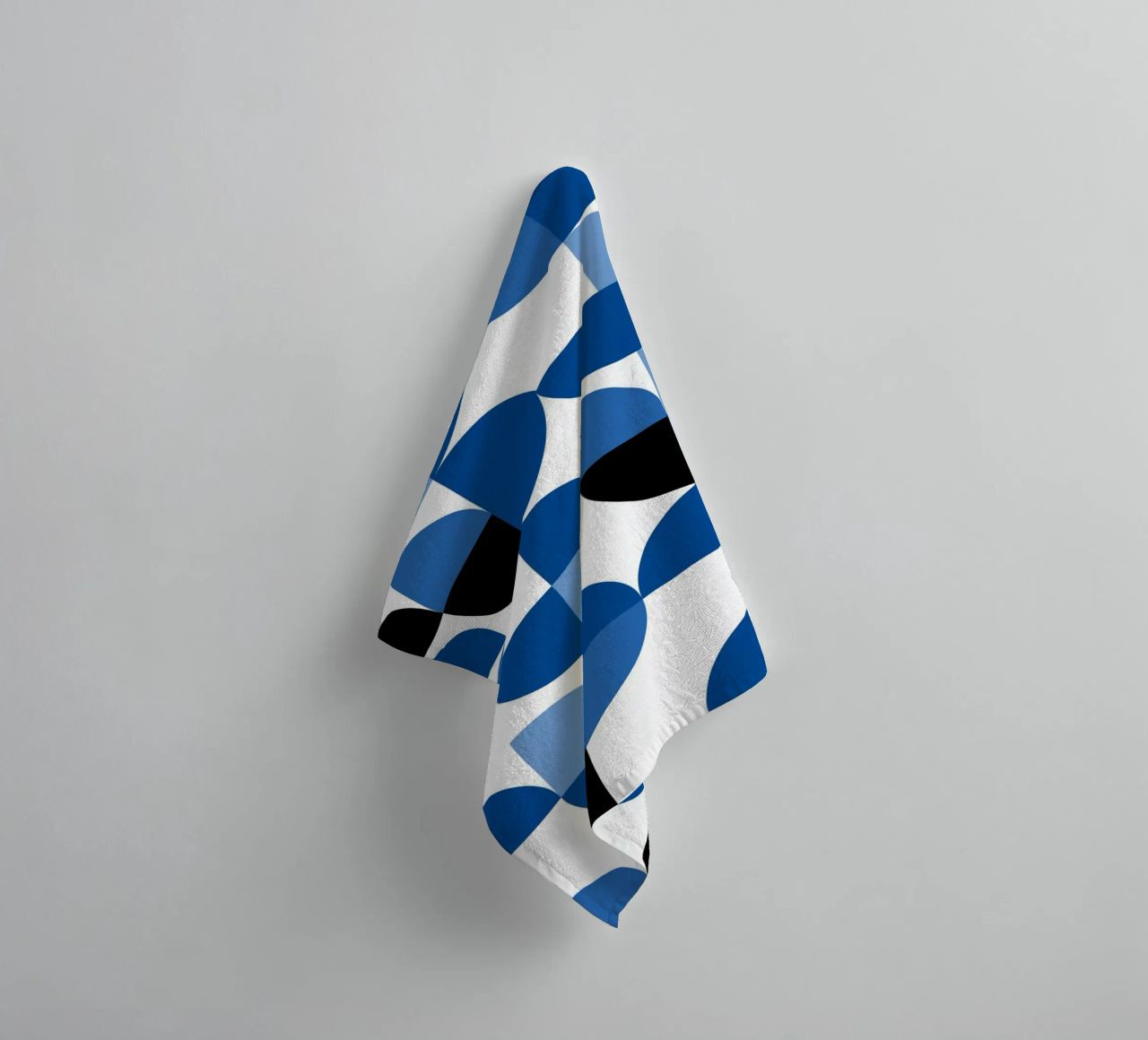 Modular semicircles in blue - Bauhaus pattern composition towel by Casa Calm