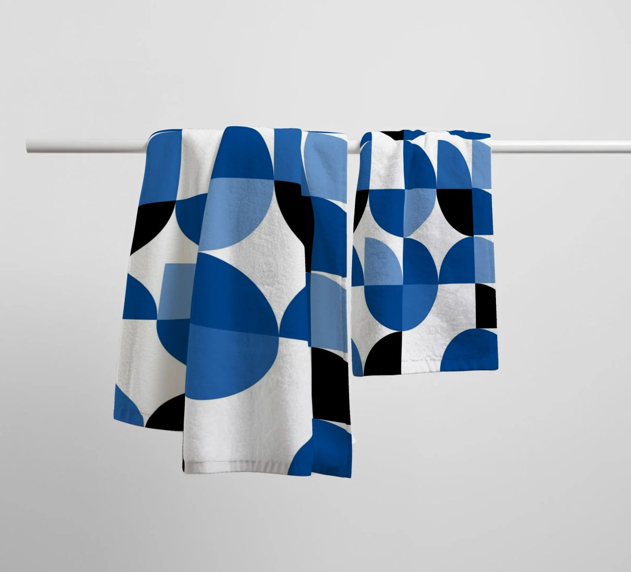Modular semicircles in blue - Bauhaus pattern composition towel by Casa Calm