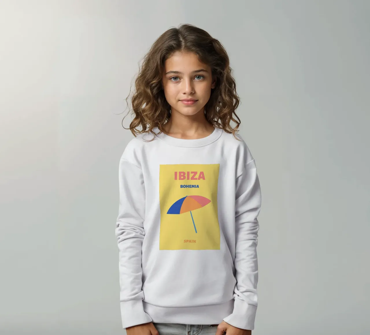 Ibiza Bohemia Beach Umbrella | Retro Summer Travel Print sudadera para niño de NorwesClub