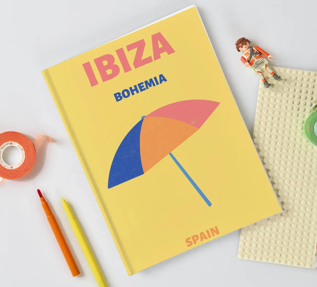 Ibiza Bohemia Beach Umbrella | Retro Summer Travel Print notebook by NorwesClub