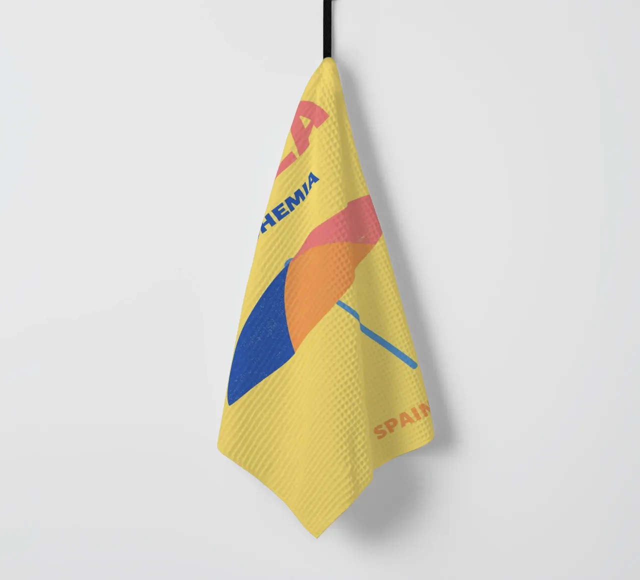 Ibiza Bohemia Beach Umbrella | Retro Summer Travel Print torchon de NorwesClub