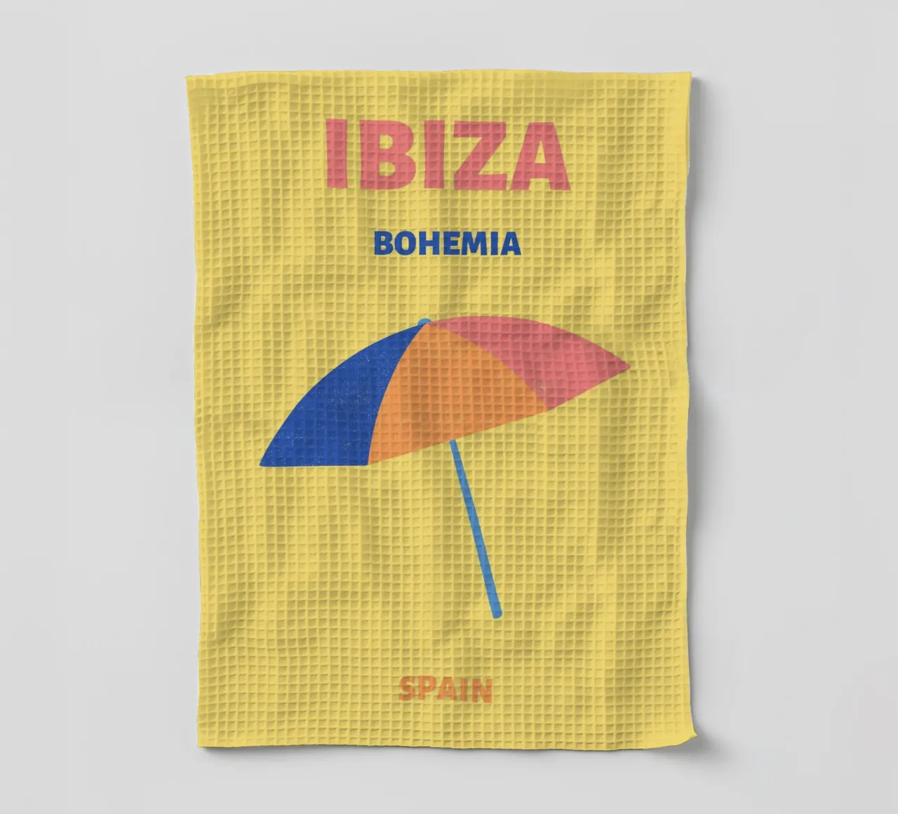 Ibiza Bohemia Beach Umbrella | Retro Summer Travel Print torchon de NorwesClub