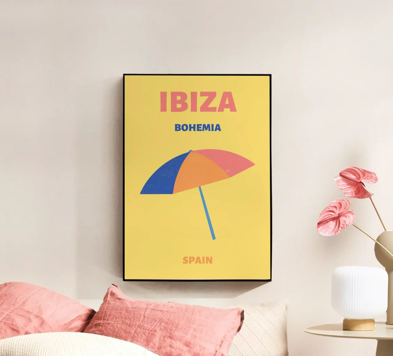 Ibiza Bohemia Beach Umbrella | Retro Summer Travel Print metacrilato de NorwesClub