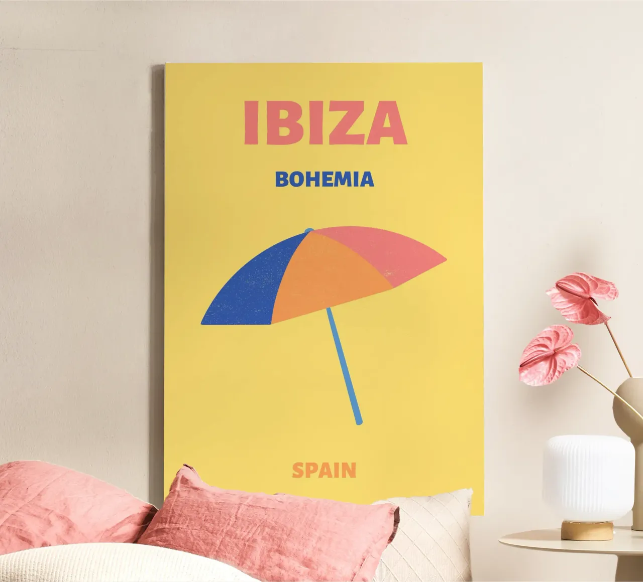Ibiza Bohemen Strand Paraplu | Retro Zomer Reizen Print canvas van NorwesClub