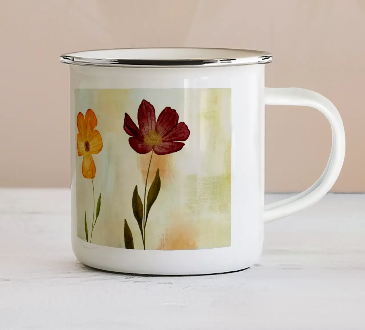 Sonnentanz der Blüten - Floral, abstraktes Gemälde tazza in smalto da Petra Lang