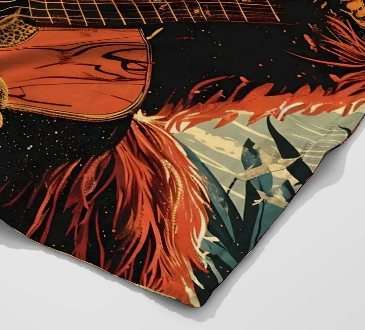 Orang Utan spielt Gitarre am Strand coperta in pile da WILD ART