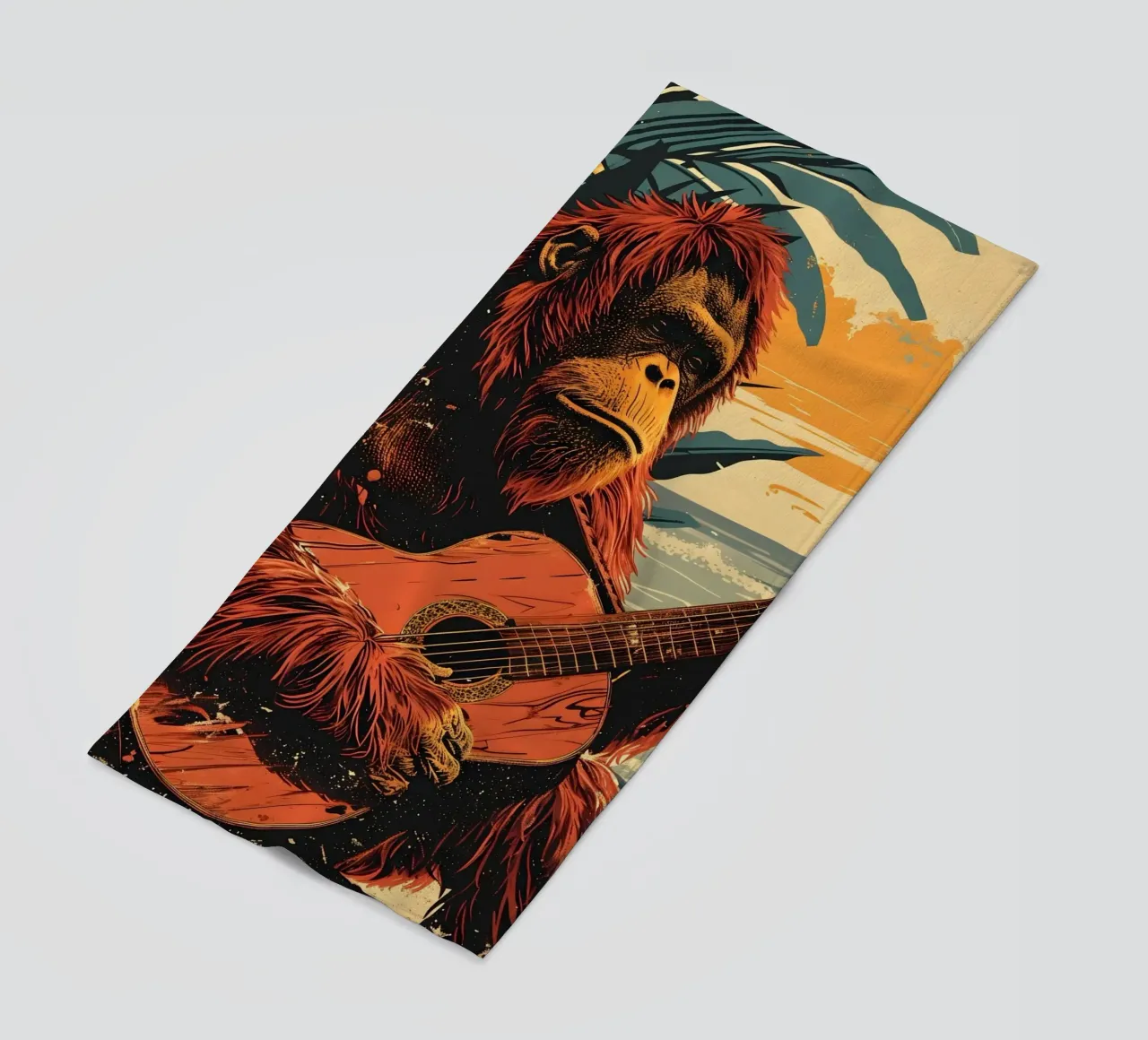 Orang Utan spielt Gitarre am Strand telo mare da WILD ART