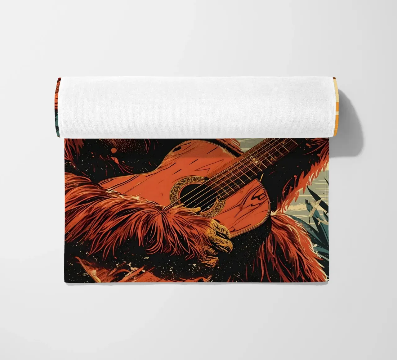 Orang Utan spielt Gitarre am Strand telo mare da WILD ART