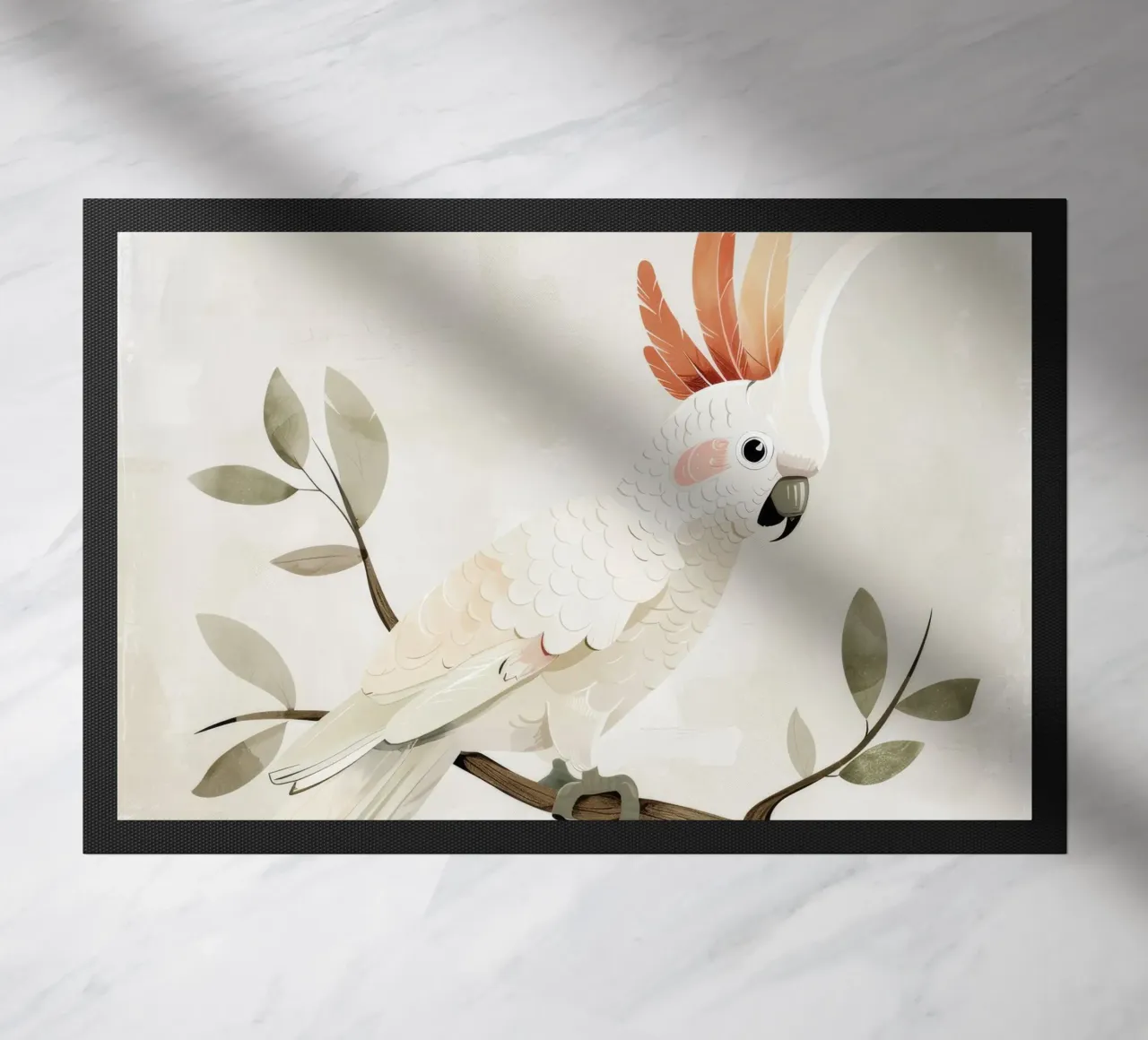 Sereno cacatua bianco su un ramo zerbino da DesignDoodle