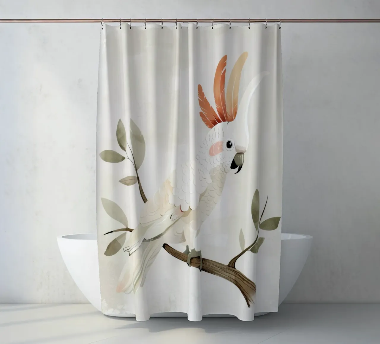 Sereno cacatua bianco su un ramo tenda da doccia da DesignDoodle
