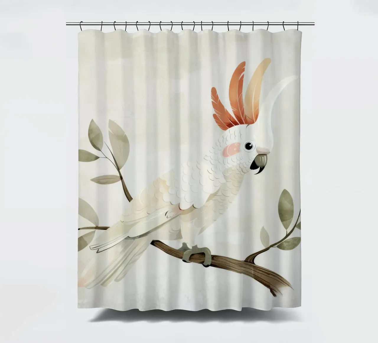 Sereno cacatua bianco su un ramo tenda da doccia da DesignDoodle