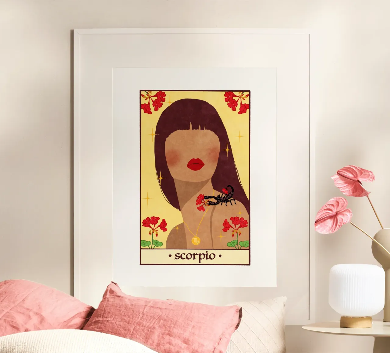 Scorpio - Zodiac Sign poster con telaio in alluminio da Illustration Raissa Oltmanns