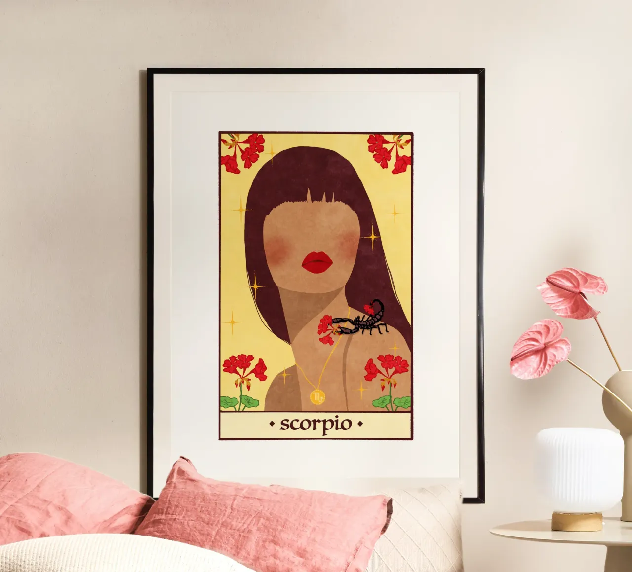 Scorpio - Zodiac Sign poster con telaio in alluminio da Illustration Raissa Oltmanns