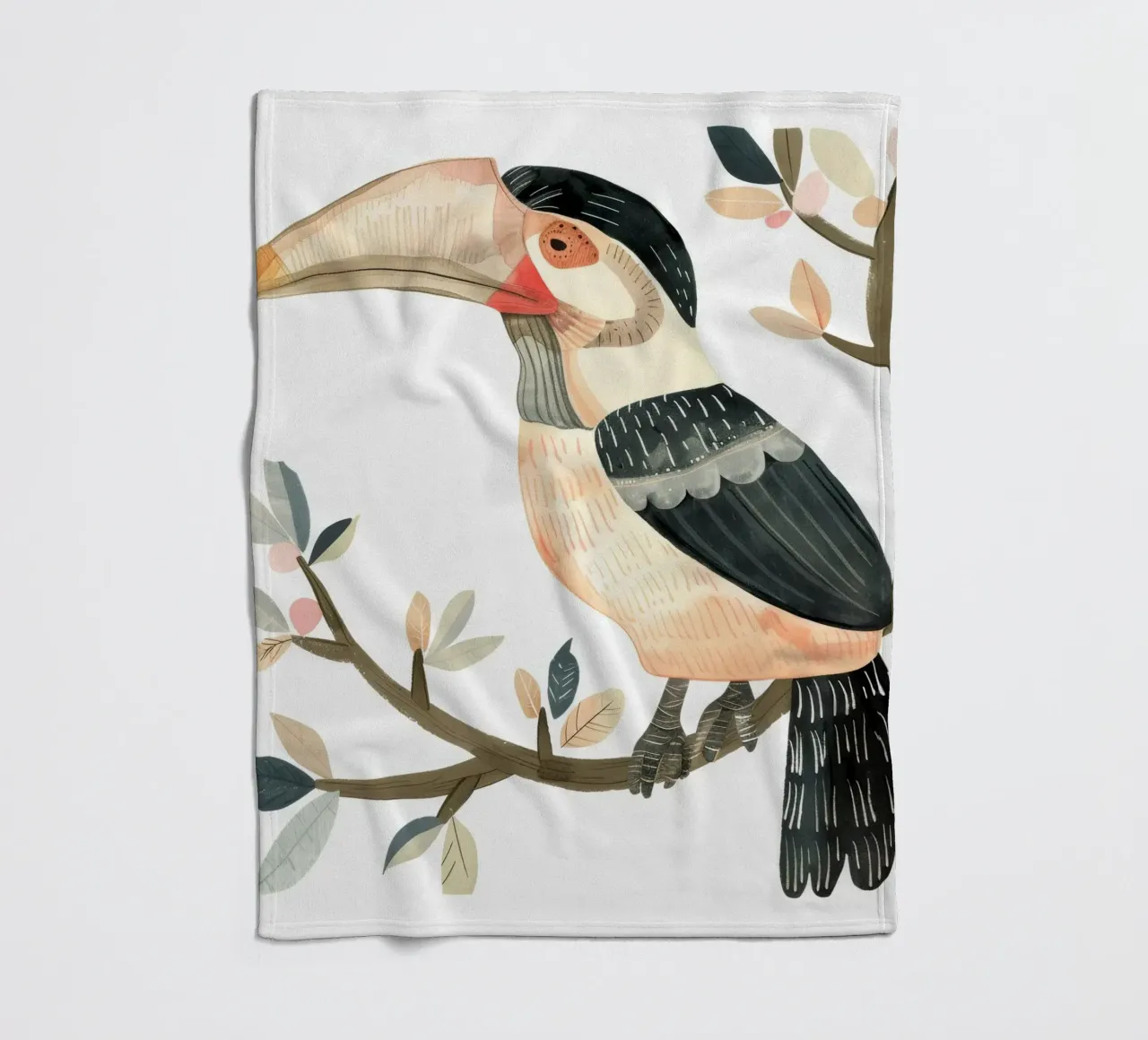 Tucano tropicale appollaiato con foglie vibranti coperta in pile da DesignDoodle