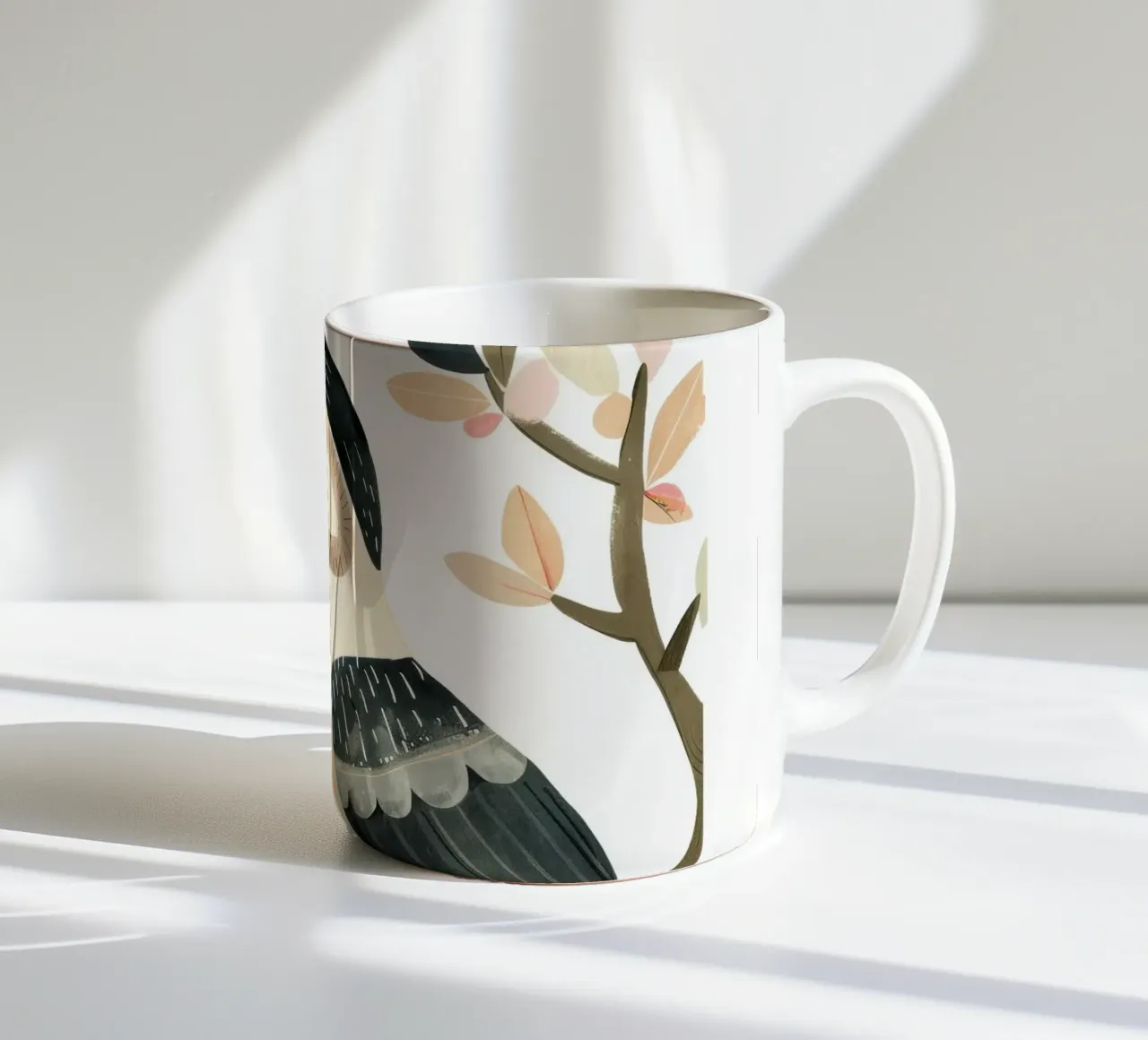Tucano tropicale appollaiato con foglie vibranti tazza in ceramica da DesignDoodle