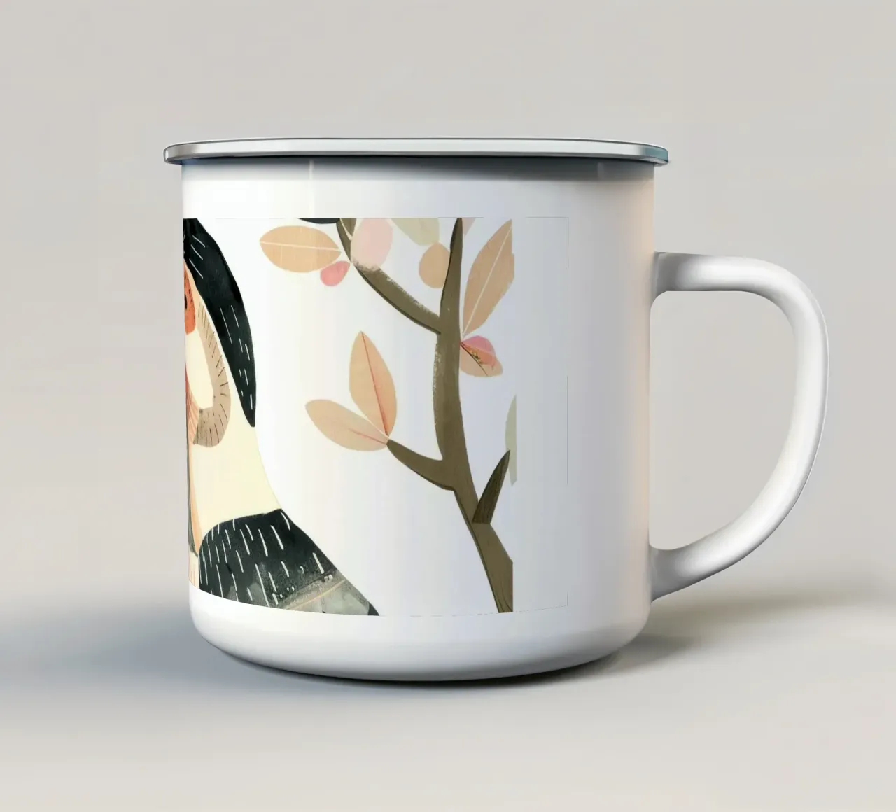 Tucano tropicale appollaiato con foglie vibranti tazza in smalto da DesignDoodle