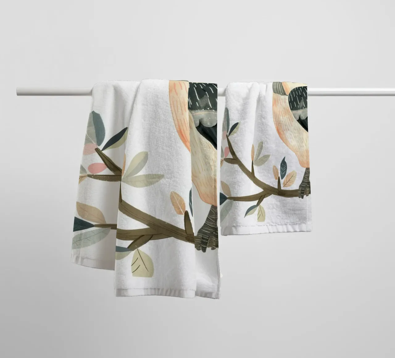 Tropical Toucan Perched with Vibrant Leaves towel by DesignDoodle